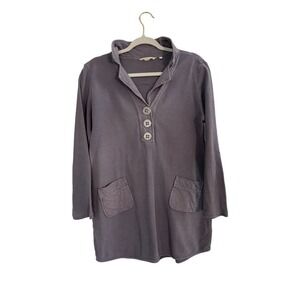 Soft Surroundings Collared Long Sleeve Tunic Size Small Gray